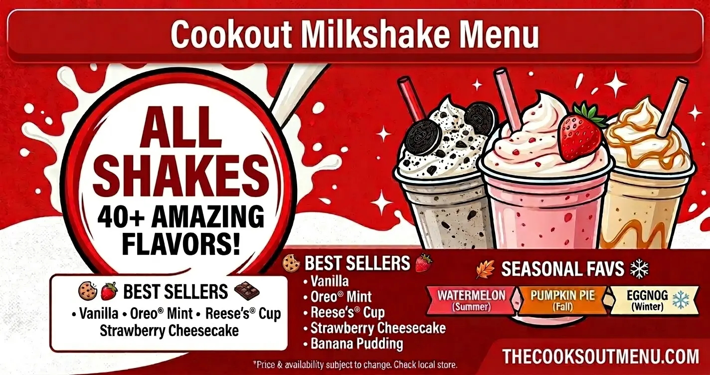 Cookout Milkshake Menu
